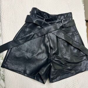Francesca’s, small, faux black leather shorts